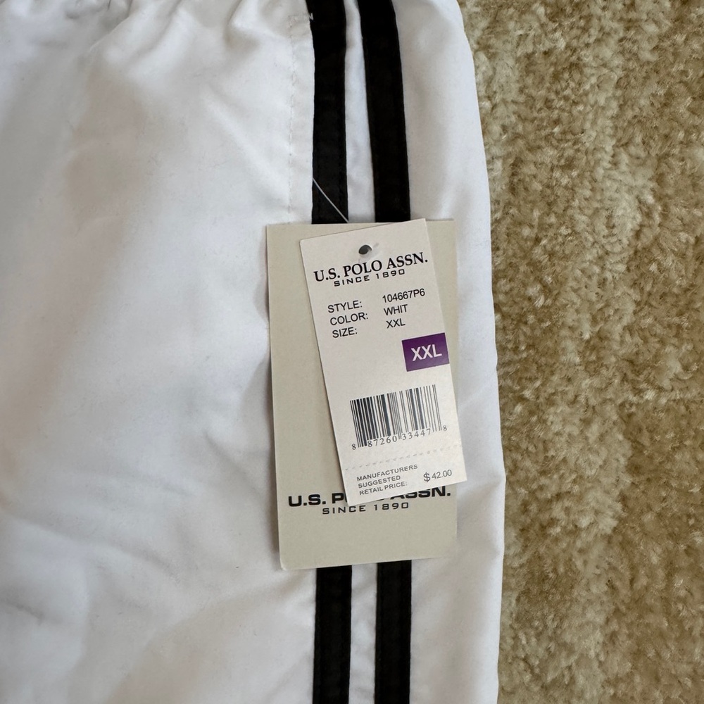 NWT - Ralph Lauren Polo Assn. White mens Swim Trunks XXL NWT